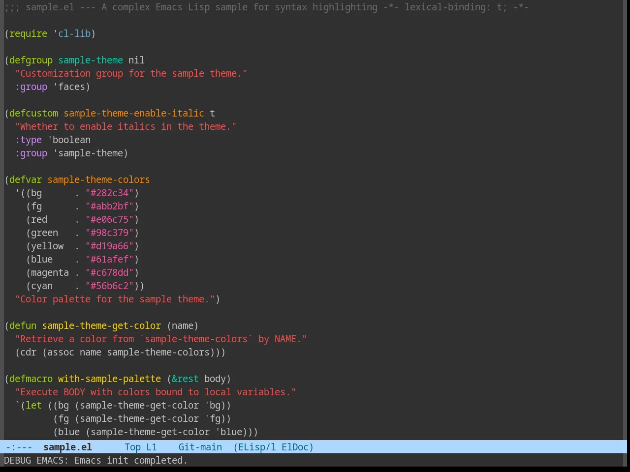 Moe Theme in emacs-lisp-mode