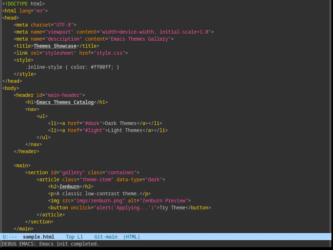 Moe Theme in html-mode