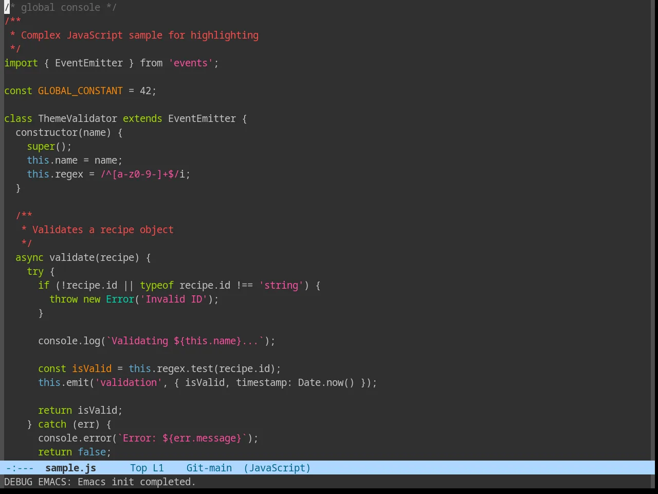 Moe Theme in javascript-mode