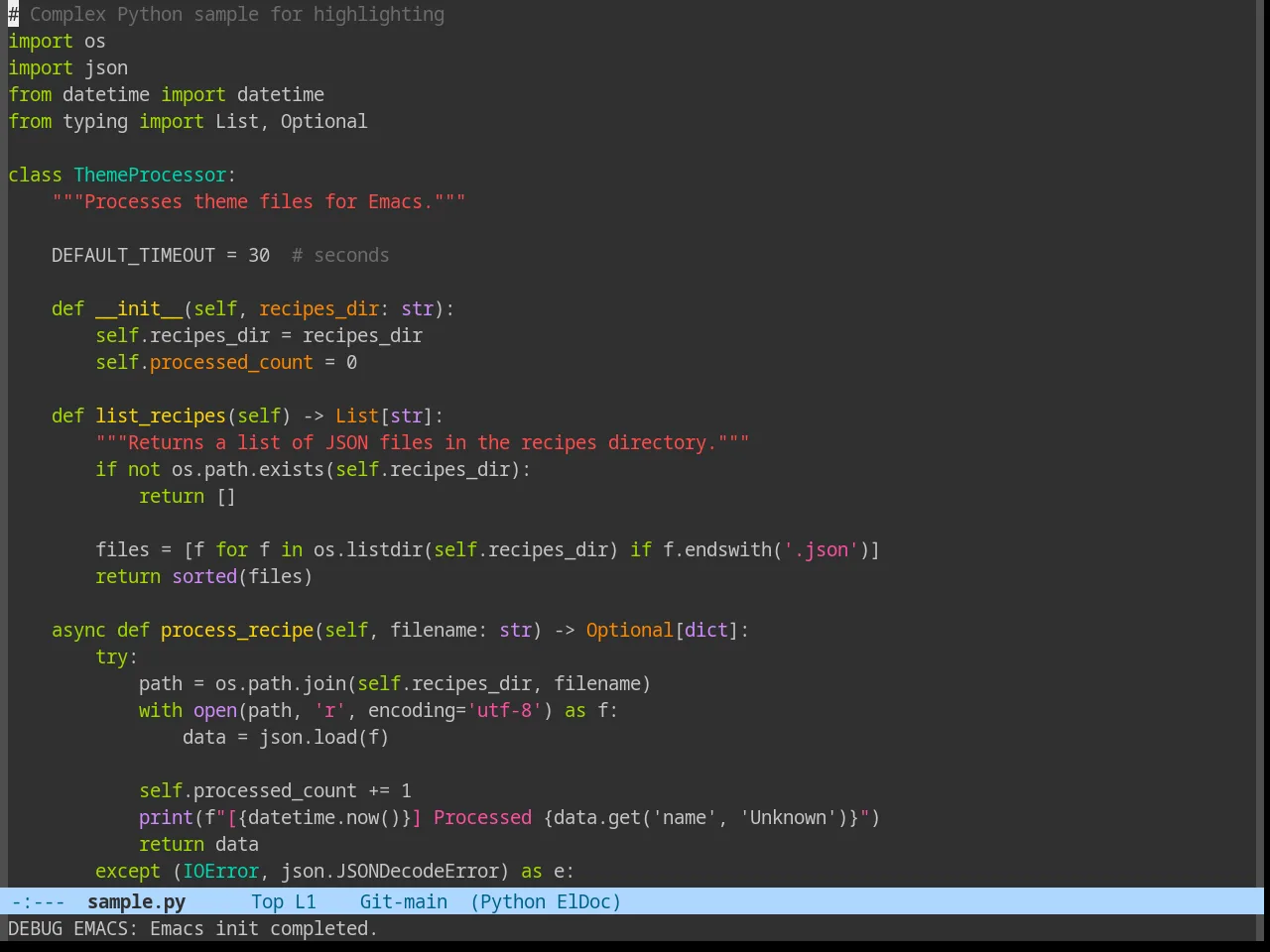 Moe Theme in python-mode