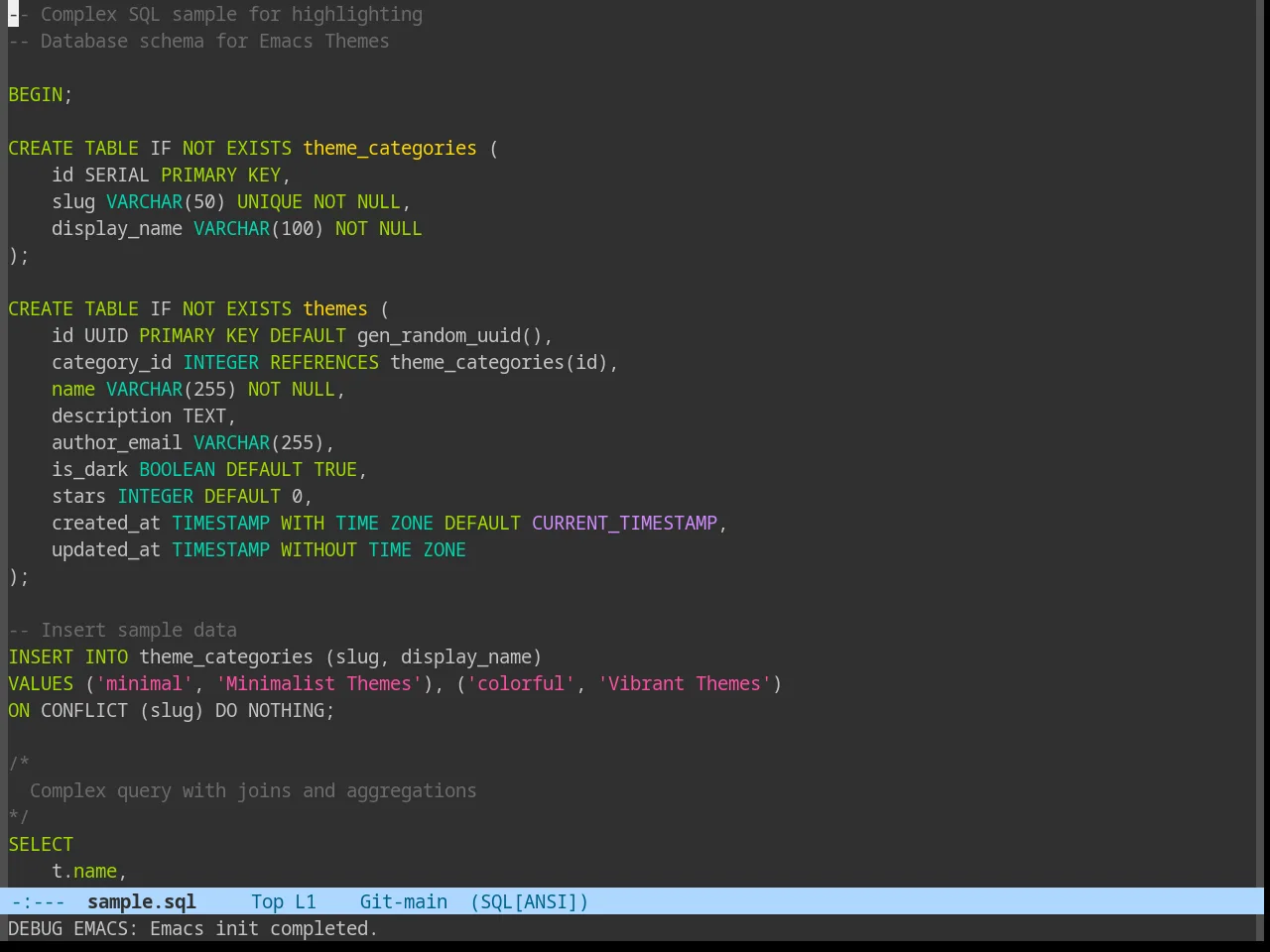 Moe Theme in sql-mode