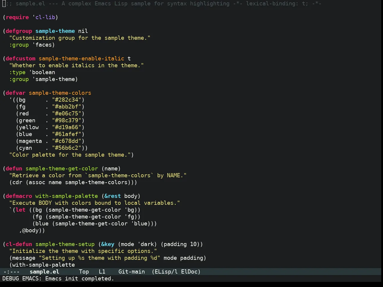 Molokai Theme in emacs-lisp-mode