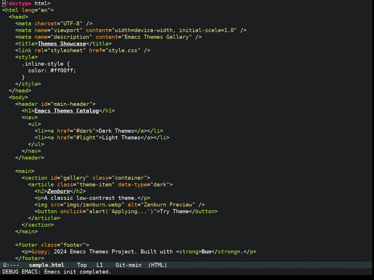 Molokai Theme in html-mode