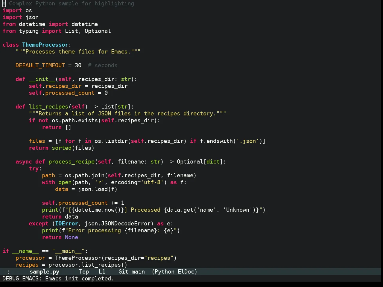 Molokai Theme in python-mode