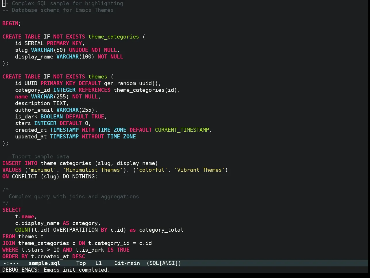 Molokai Theme in sql-mode