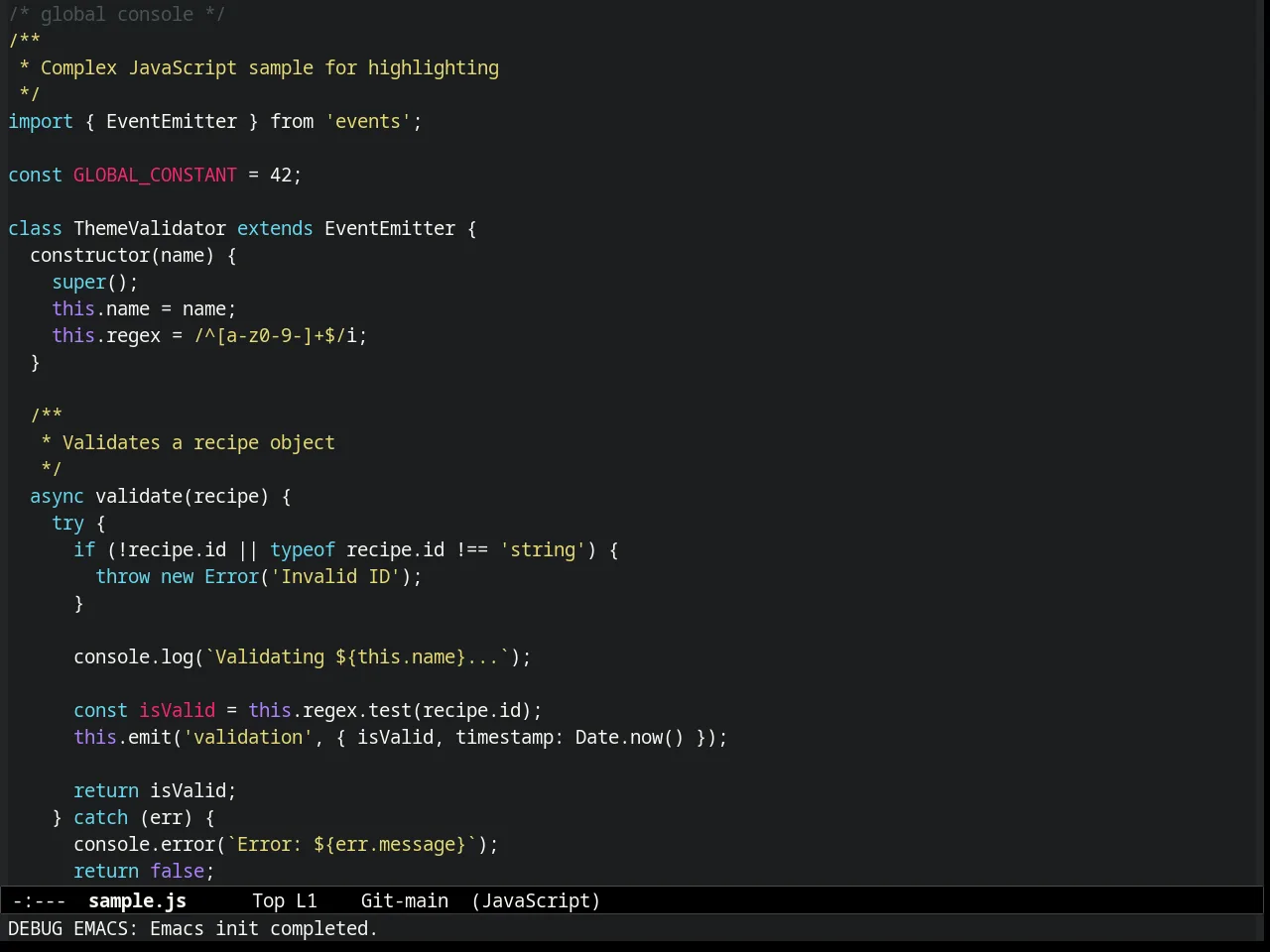Molokai Theme in javascript-mode