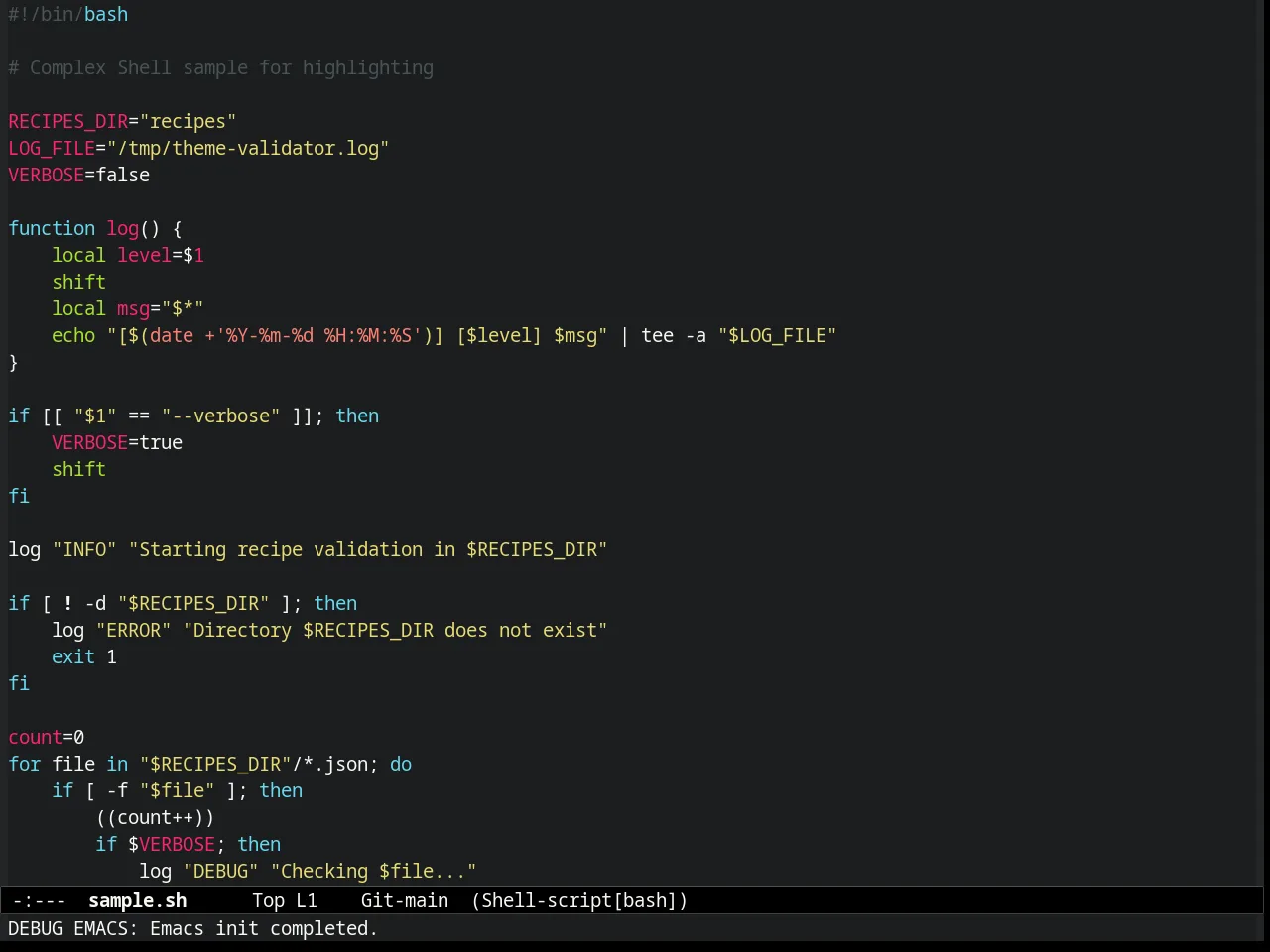 Molokai Theme in sh-mode