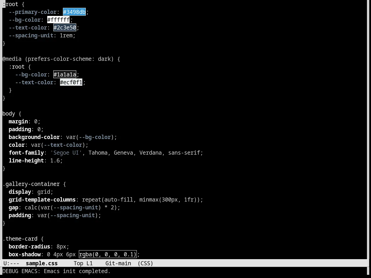 Monochrome Theme in css-mode