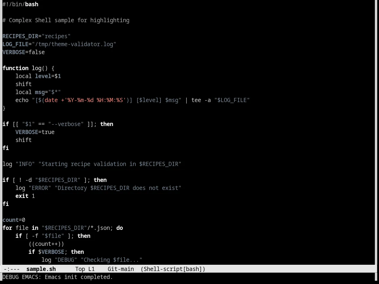 Monochrome Theme in sh-mode