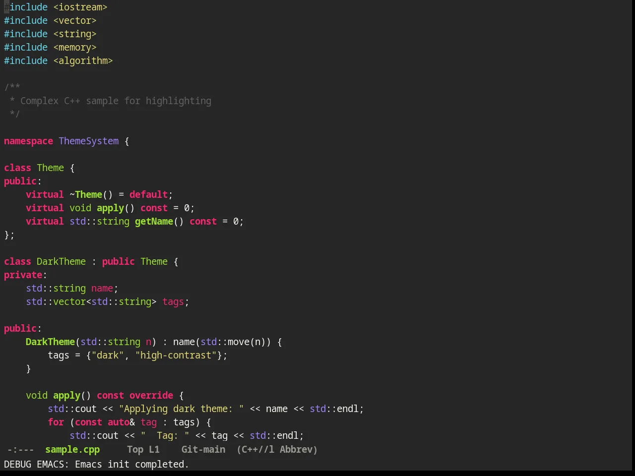 Monokai Alt Theme in c++-mode