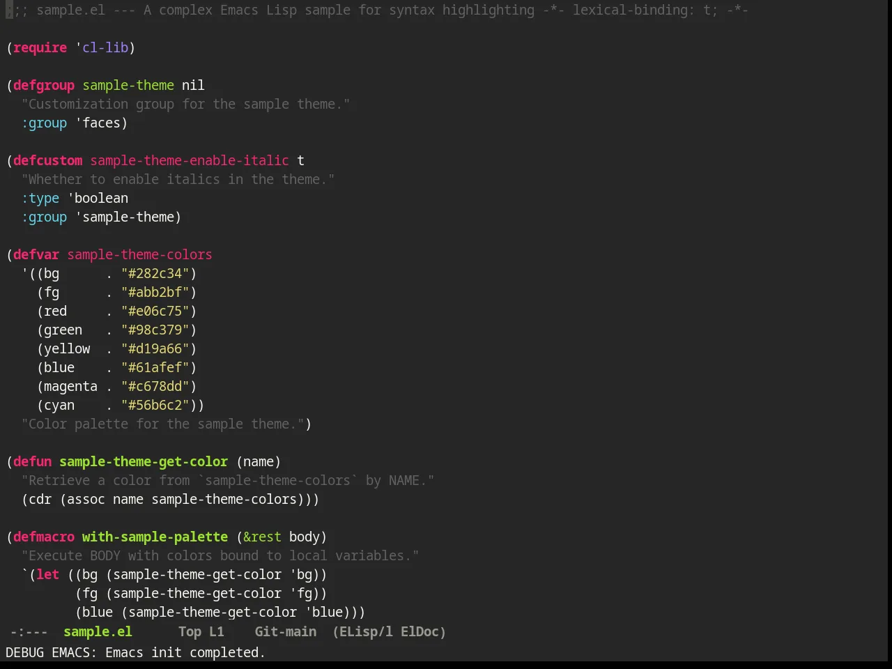 Monokai Alt Theme in emacs-lisp-mode