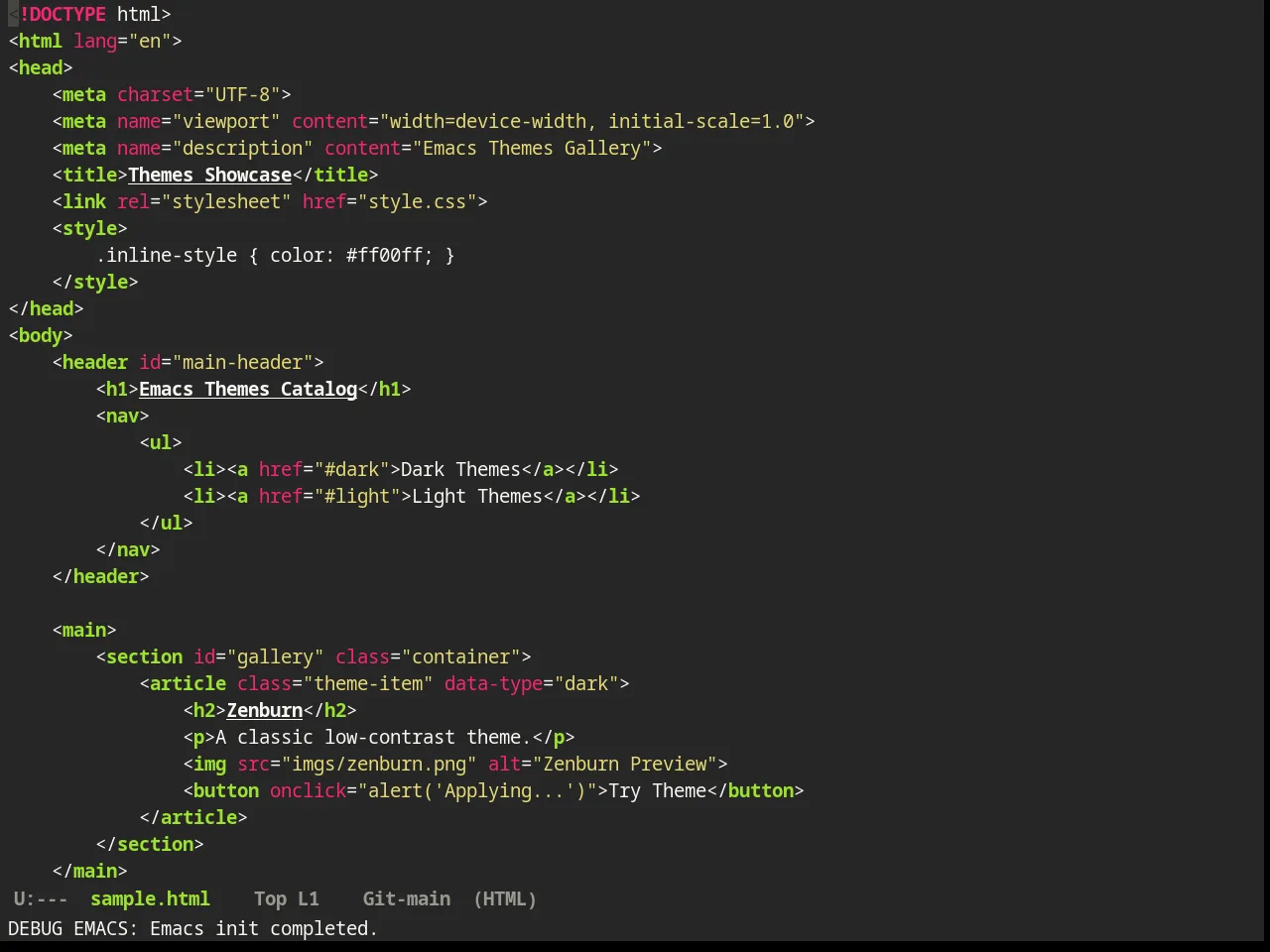 Monokai Alt Theme in html-mode
