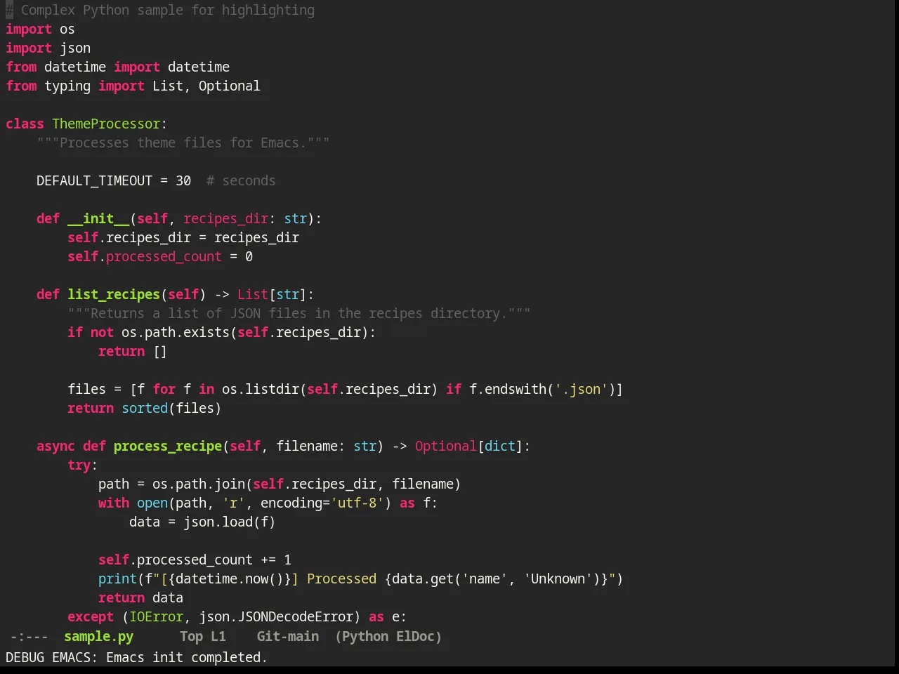 Monokai Alt Theme in python-mode