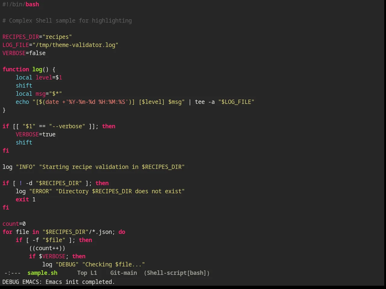 Monokai Alt Theme in sh-mode