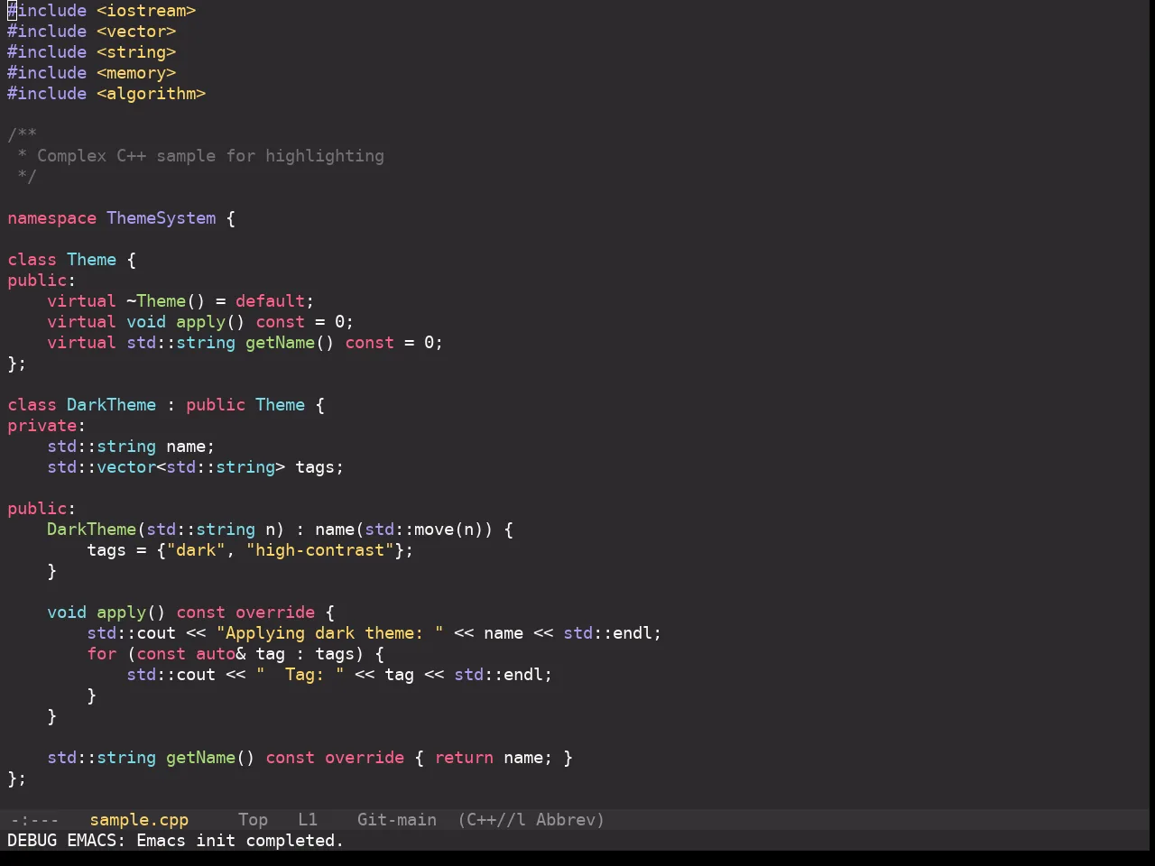 Monokai Pro Theme in c++-mode