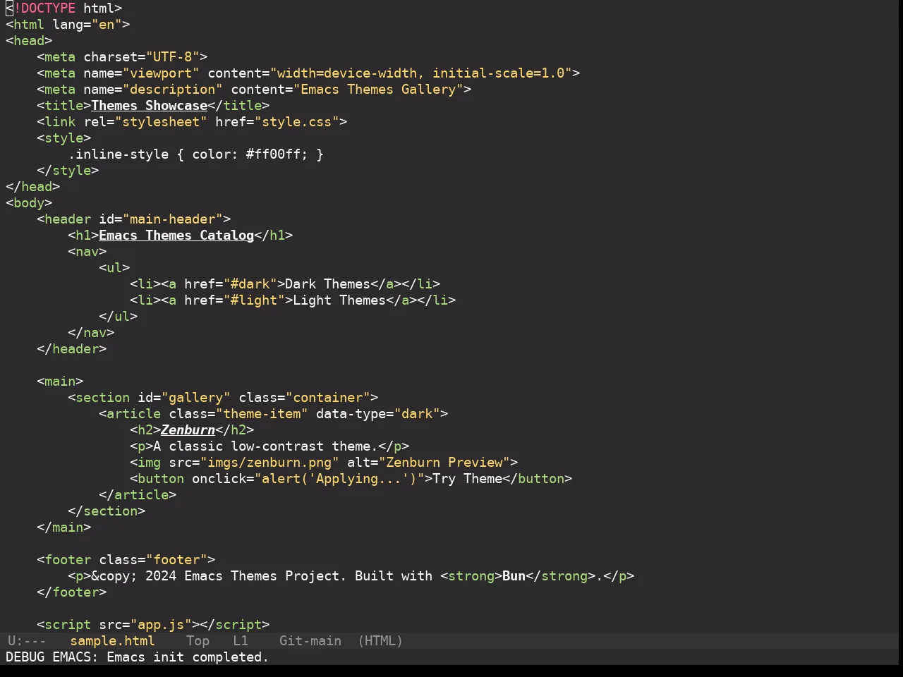 Monokai Pro Theme in html-mode