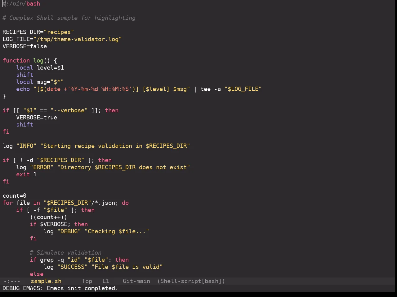 Monokai Pro Theme in sh-mode