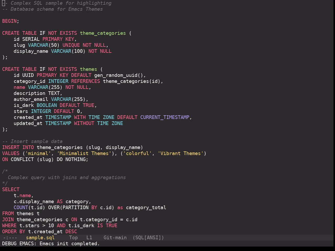 Monokai Pro Theme in sql-mode