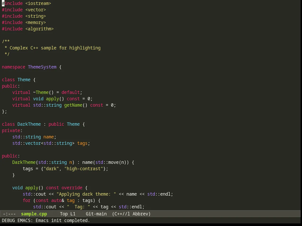 Monokai Theme in c++-mode