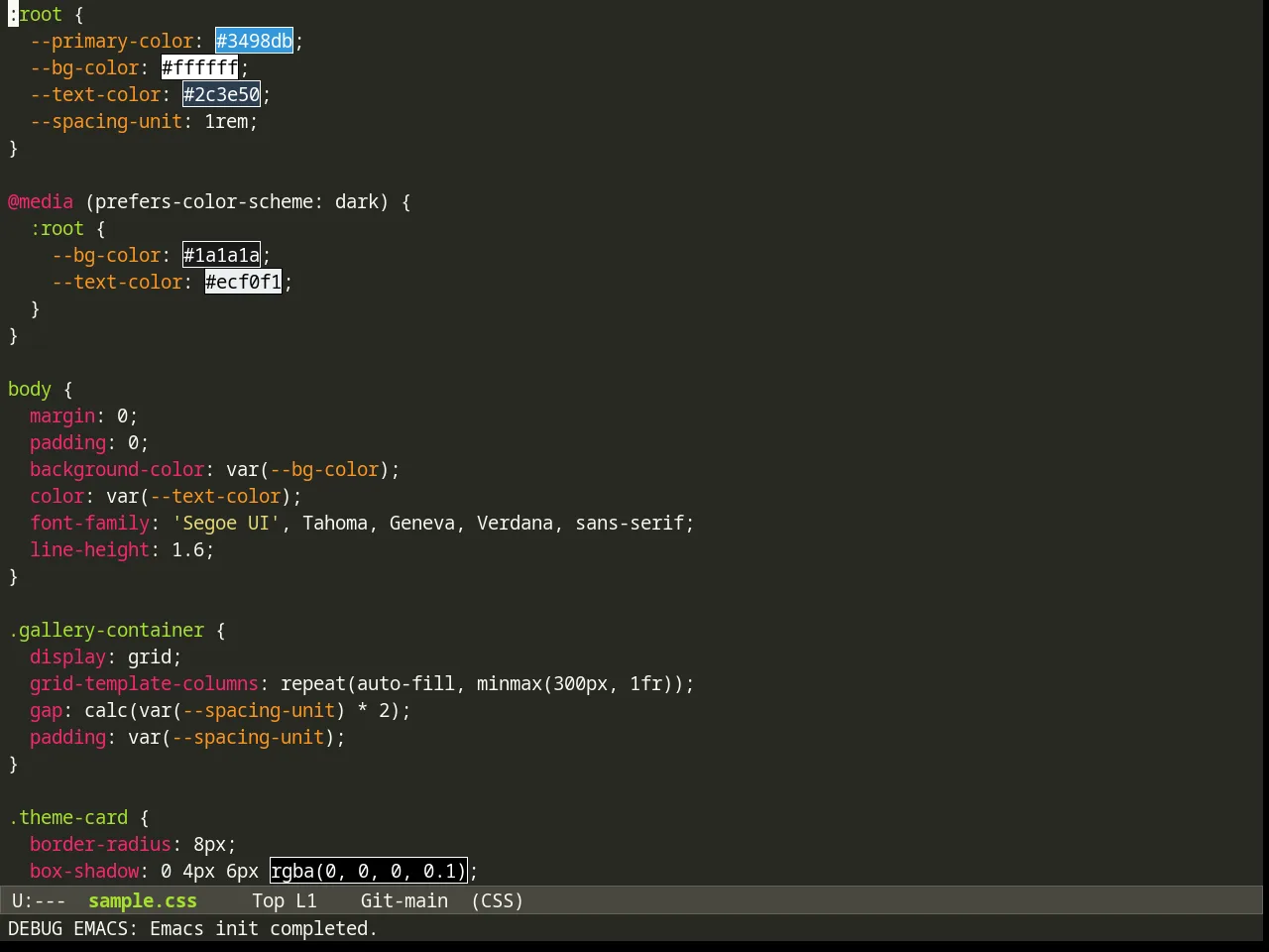 Monokai Theme in css-mode