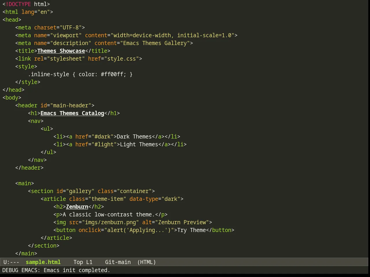 Monokai Theme in html-mode