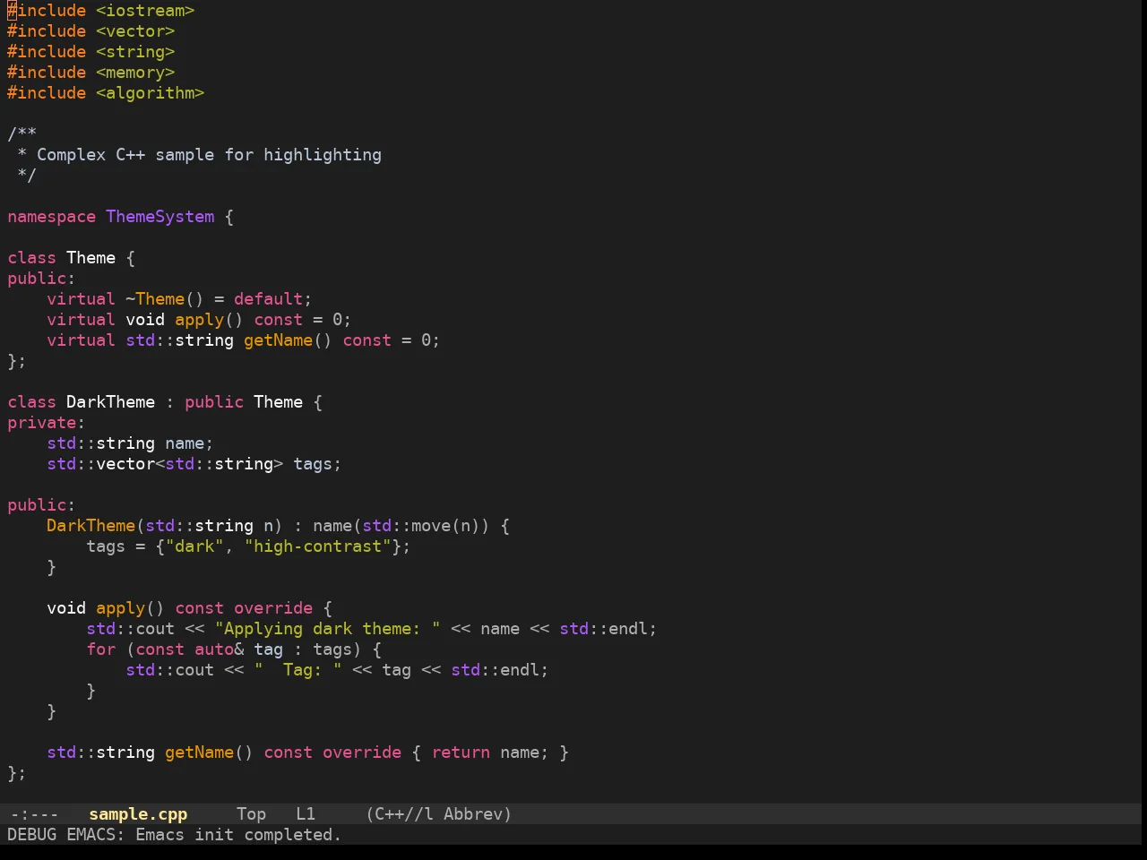Monokate Theme in c++-mode
