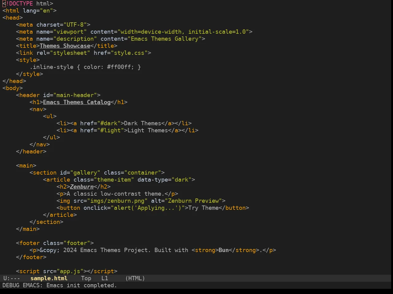 Monokate Theme in html-mode