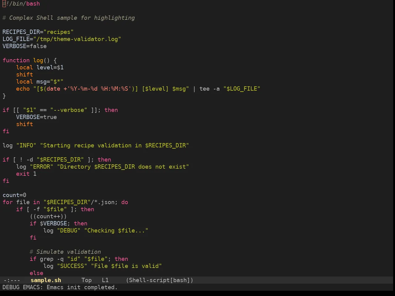 Monokate Theme in sh-mode