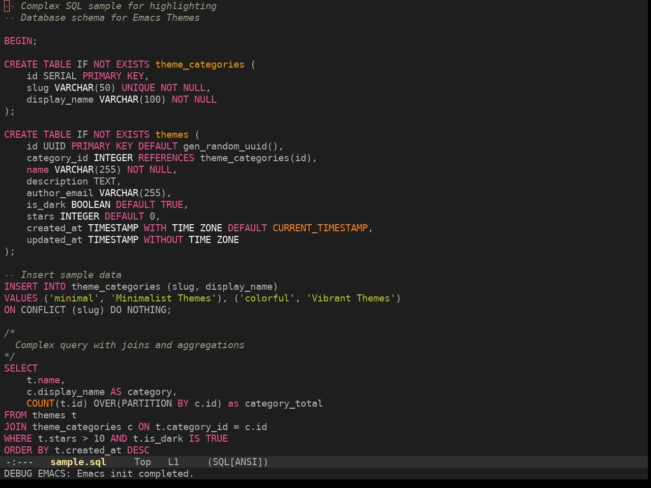 Monokate Theme in sql-mode