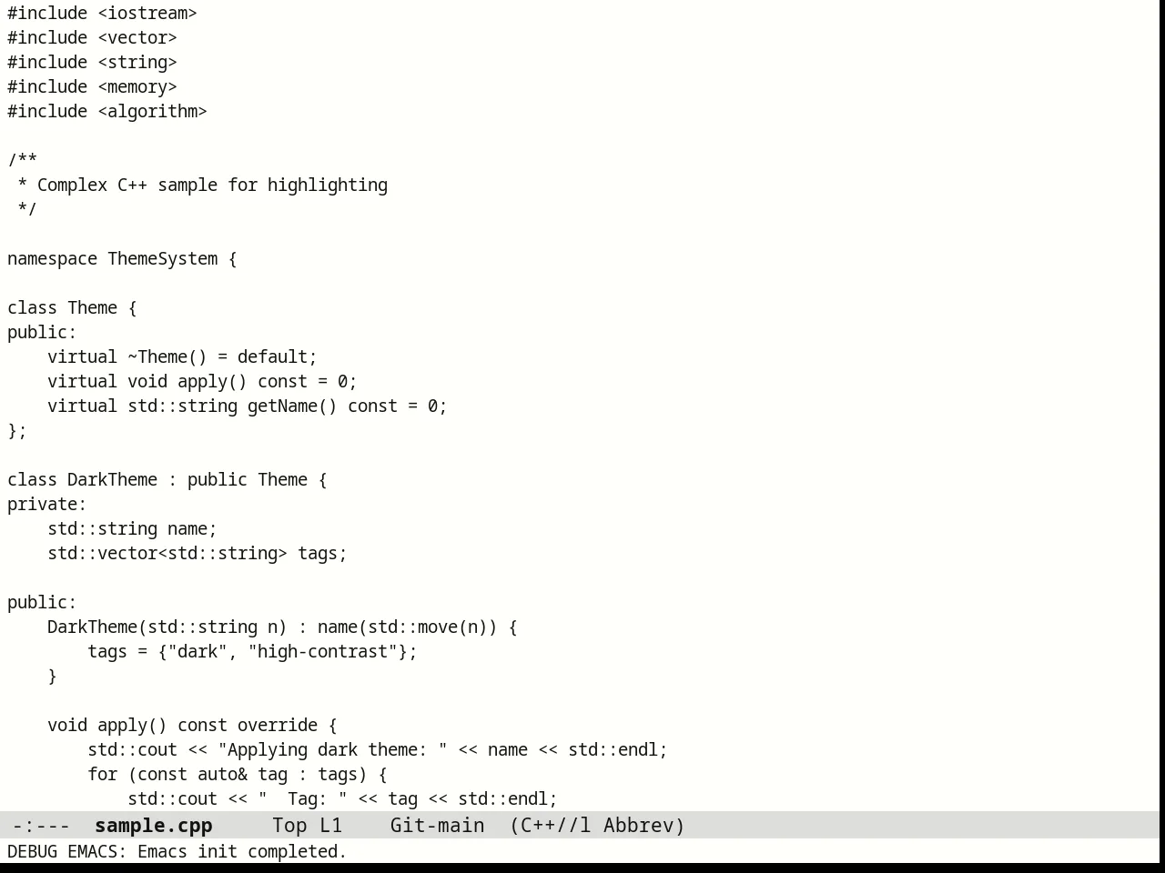 Monotropic Theme in c++-mode
