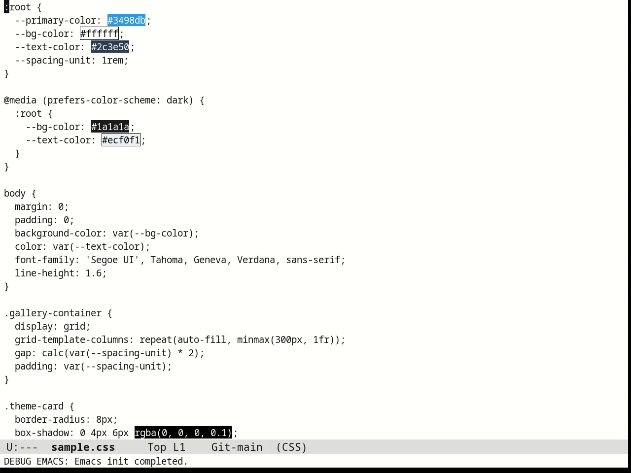 Monotropic Theme in css-mode