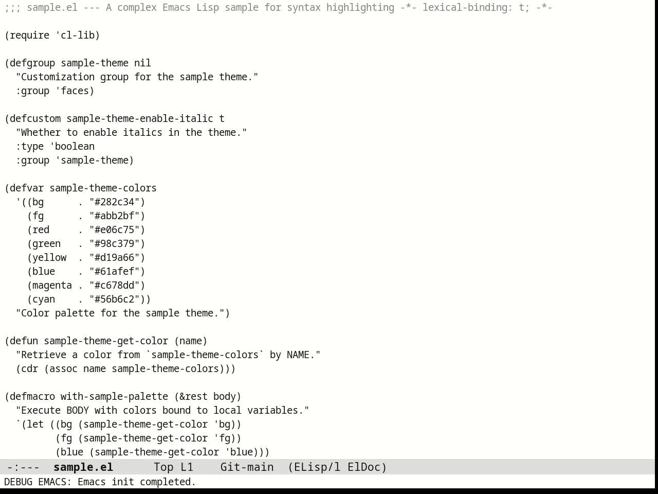 Monotropic Theme in emacs-lisp-mode