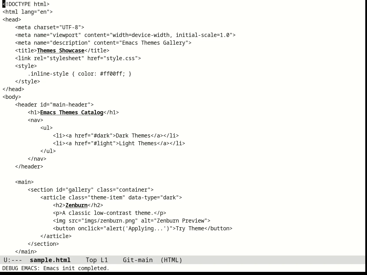 Monotropic Theme in html-mode