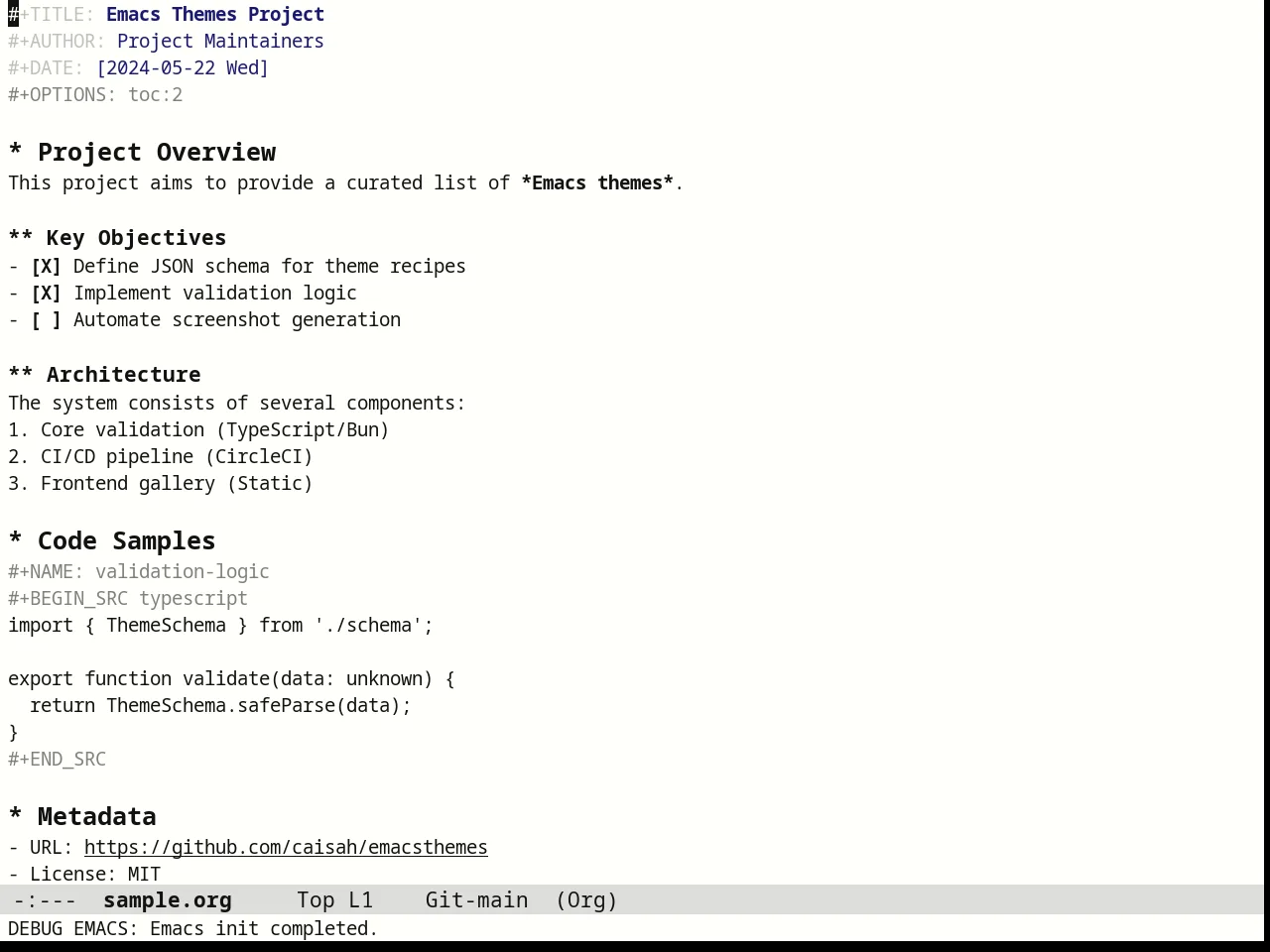 Monotropic Theme in org-mode