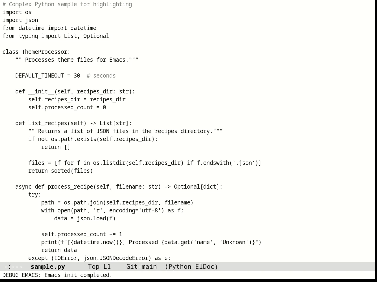 Monotropic Theme in python-mode