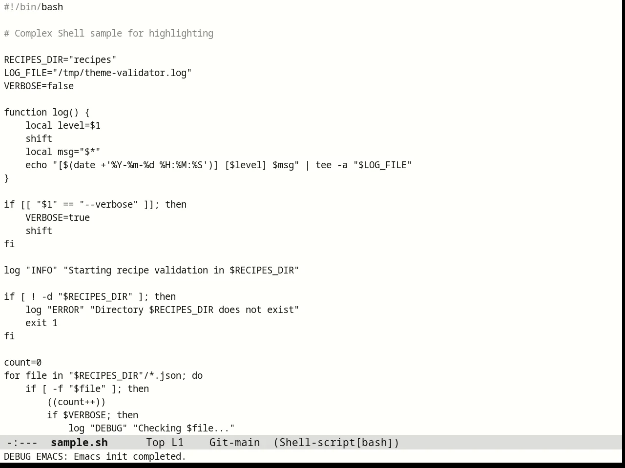 Monotropic Theme in sh-mode