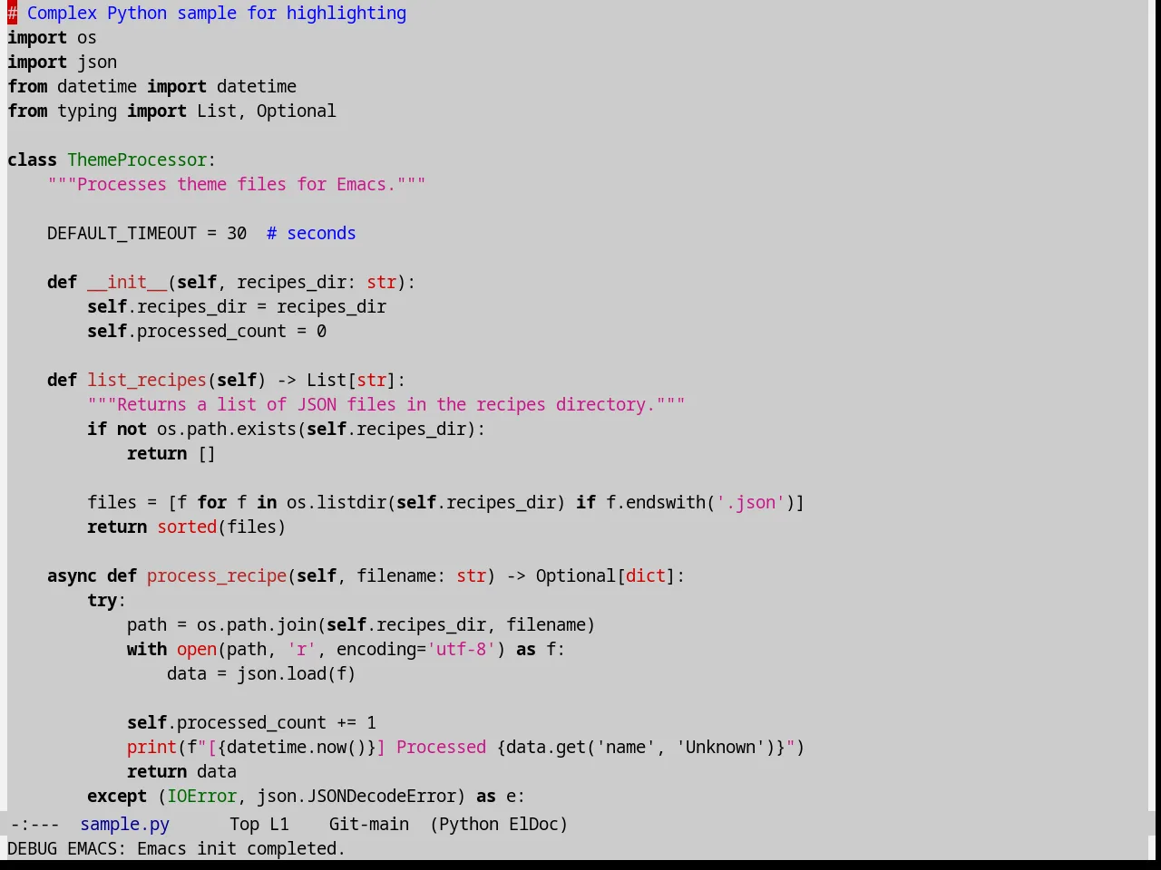 Montz Theme in python-mode