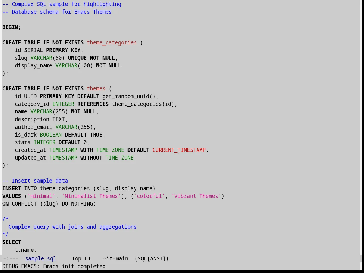 Montz Theme in sql-mode