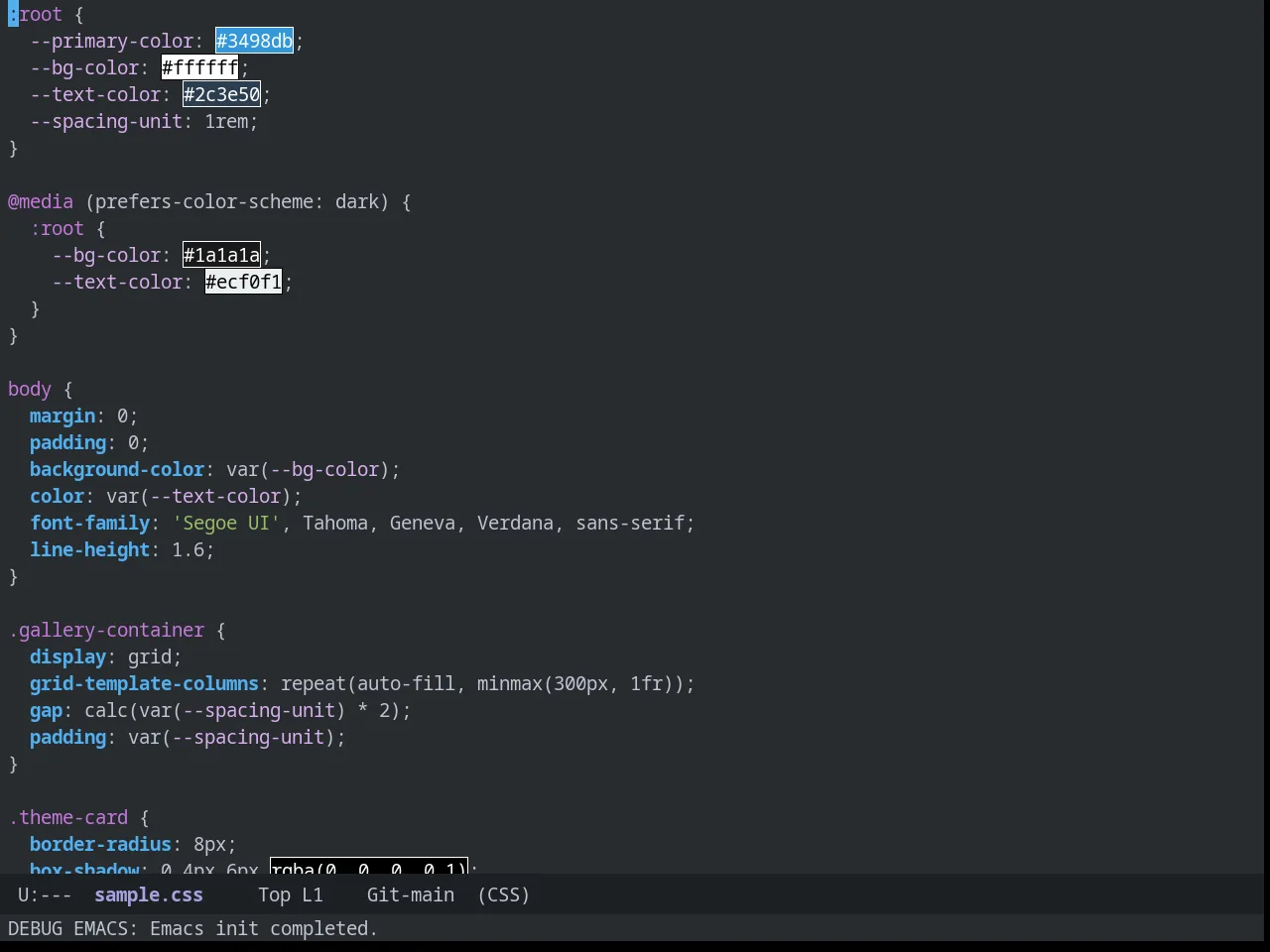 Mood One Theme in css-mode