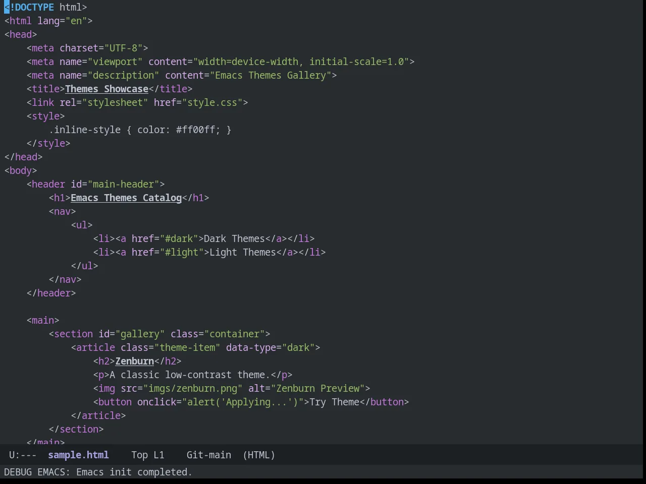 Mood One Theme in html-mode