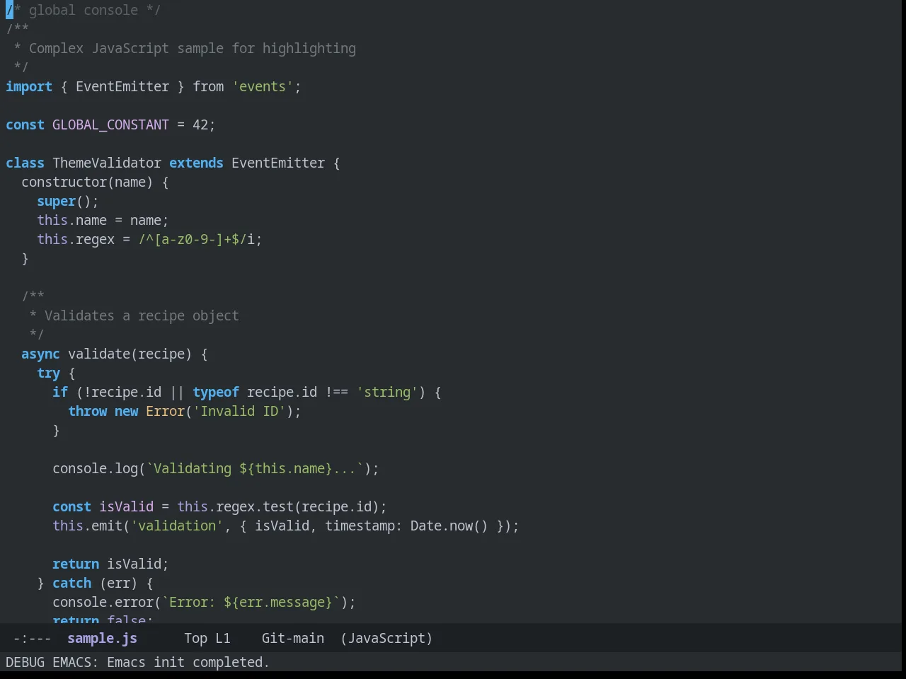 Mood One Theme in javascript-mode