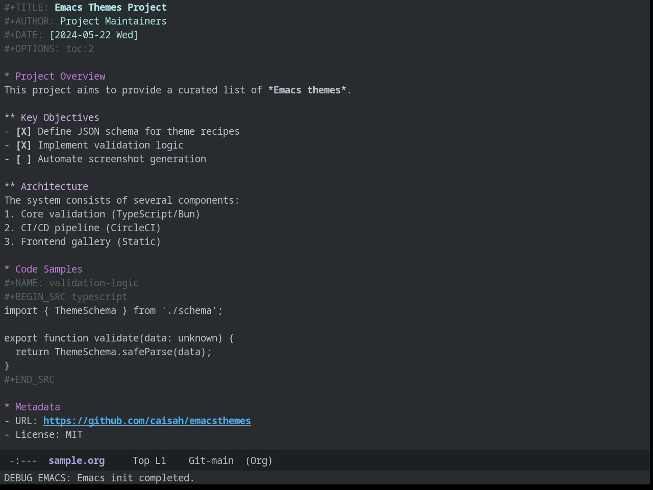 Mood One Theme in org-mode