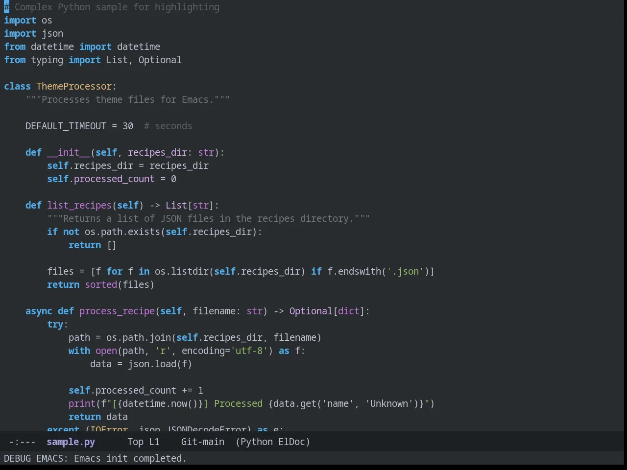 Mood One Theme in python-mode