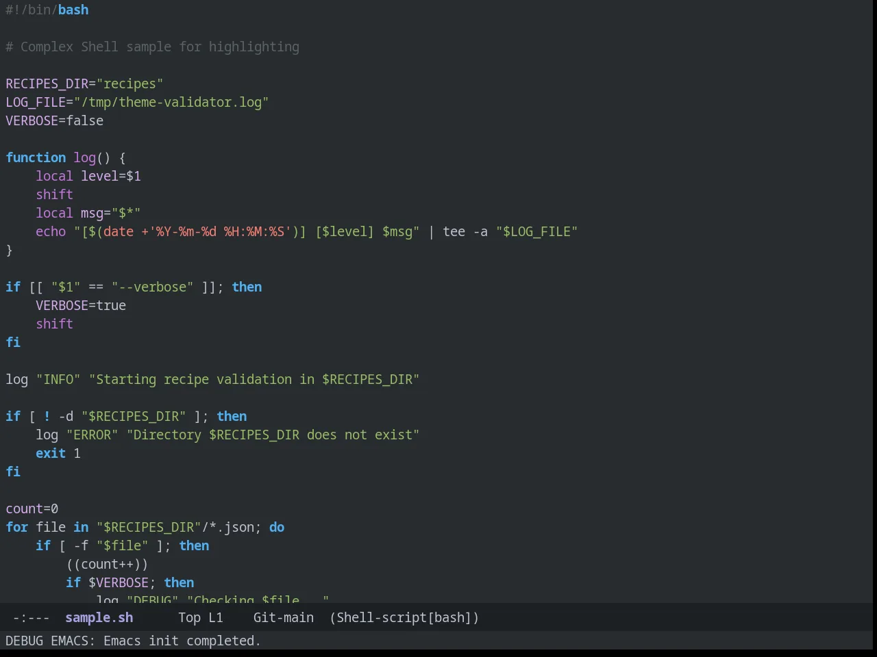 Mood One Theme in sh-mode