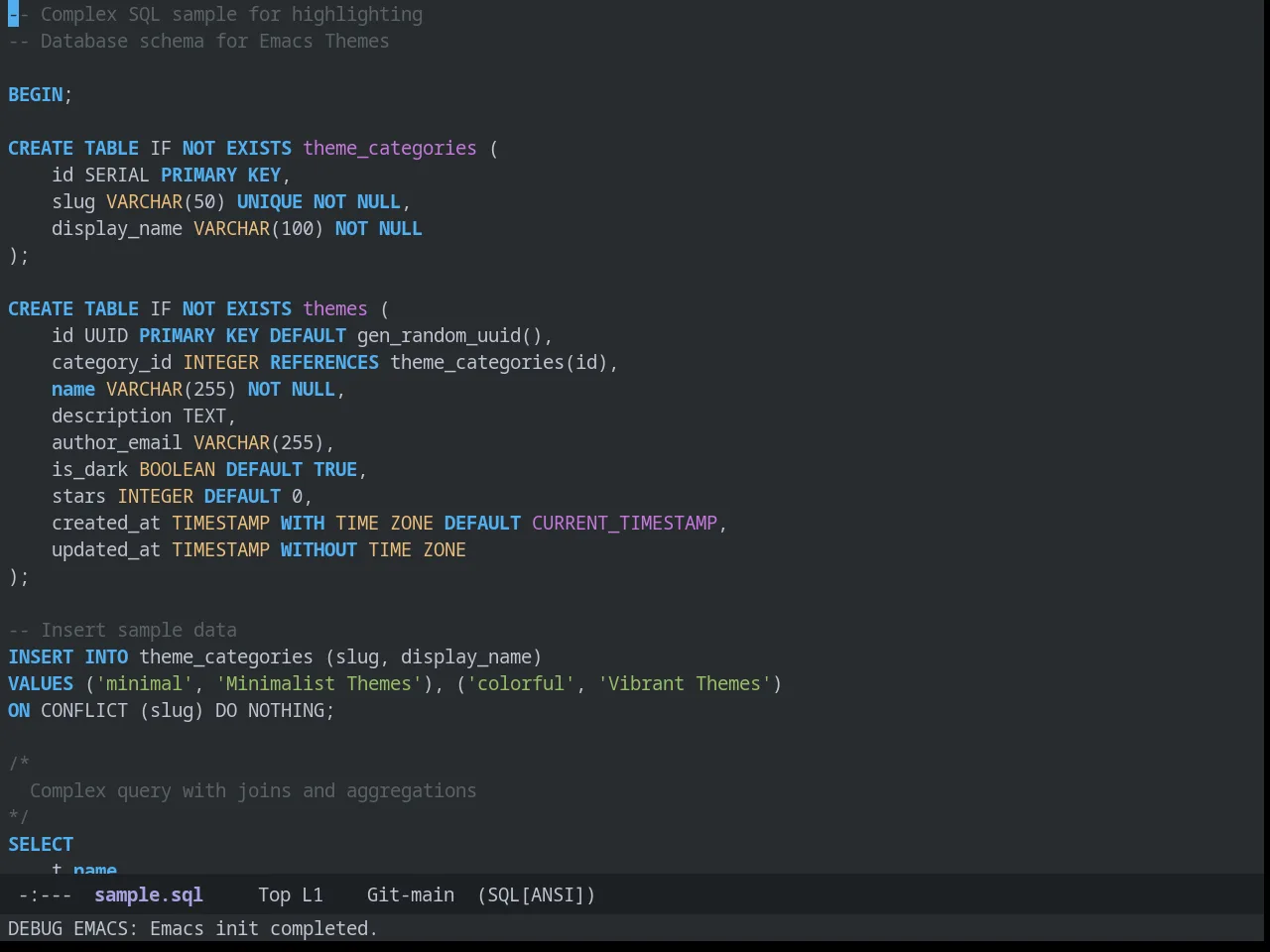Mood One Theme in sql-mode