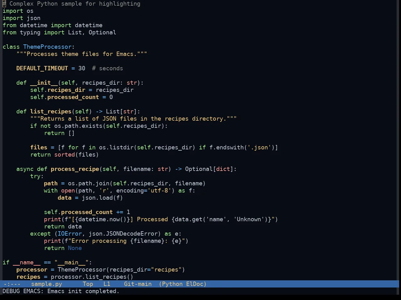 Morgentau Theme in python-mode
