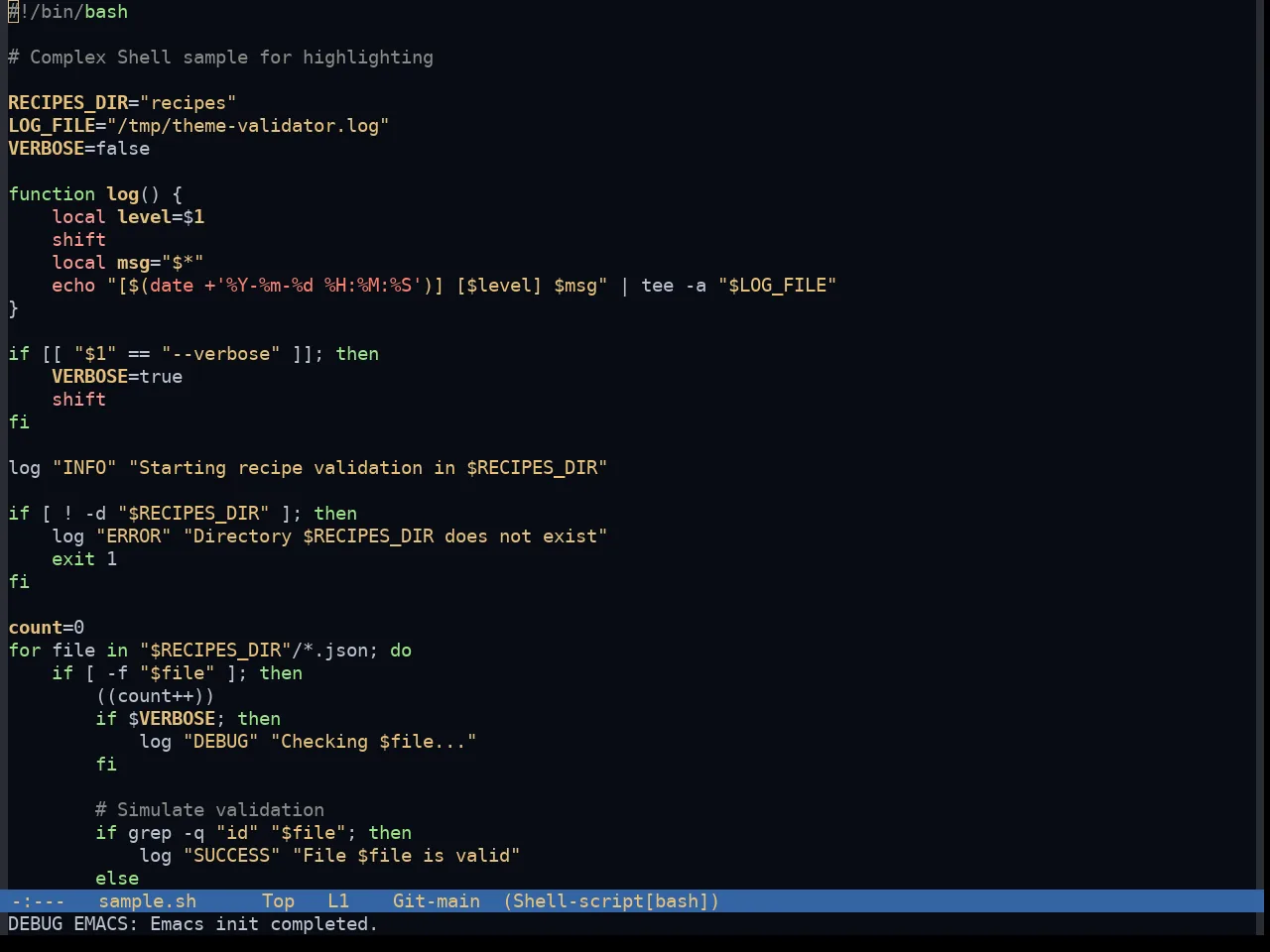 Morgentau Theme in sh-mode