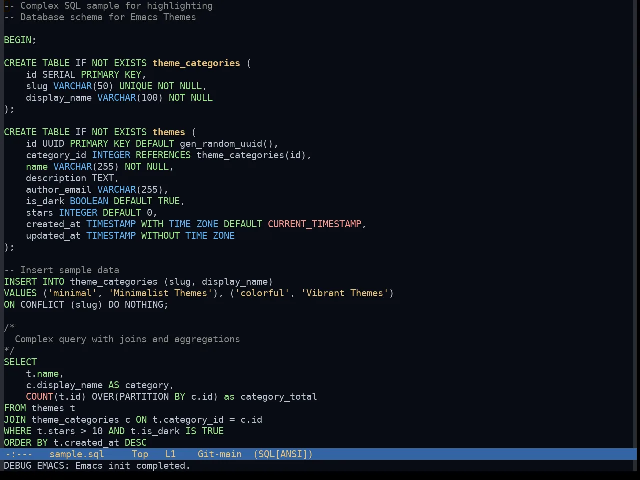 Morgentau Theme in sql-mode