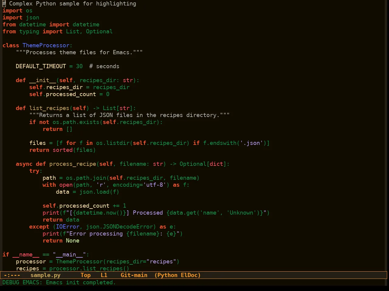Morrowind Theme in python-mode