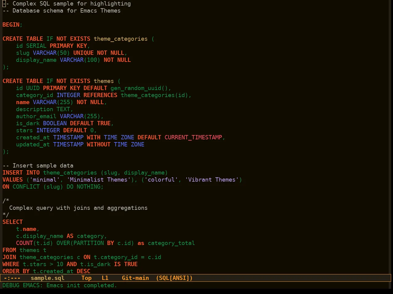 Morrowind Theme in sql-mode
